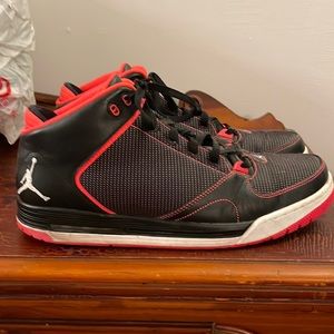 Jordan- Size 13- Black and neon orange/red